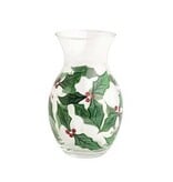 Mud Pie Mud Pie Holiday Glass Painted Vase Holly Small