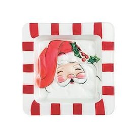 Mud Pie Mud Pie Holiday Santa Square Glass Platter