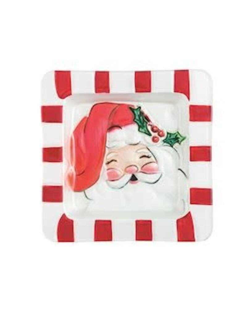 Mud Pie Mud Pie Holiday Santa Square Glass Platter