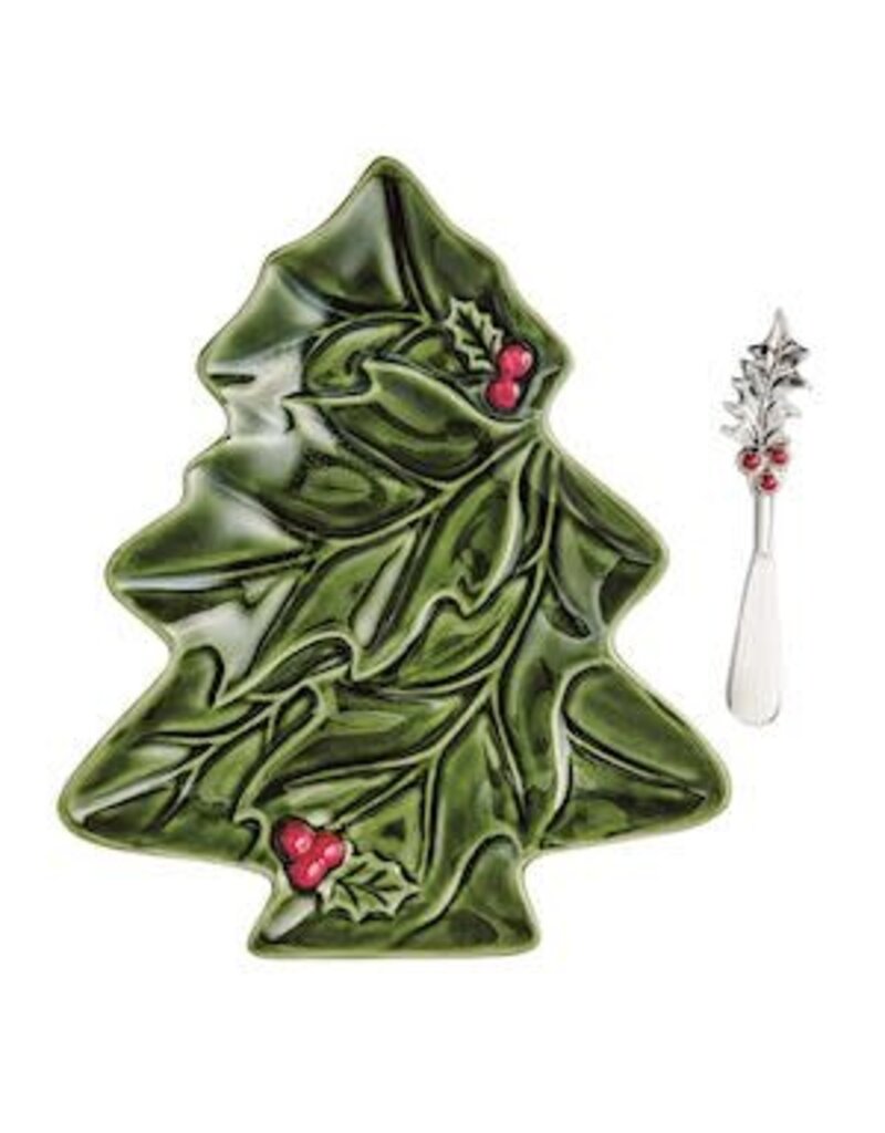 Mud Pie Mud Pie Holiday Holly Plate with Spreader