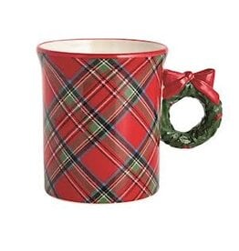 Mud Pie Mud Pie Holiday Figural Handle Mug Wreath