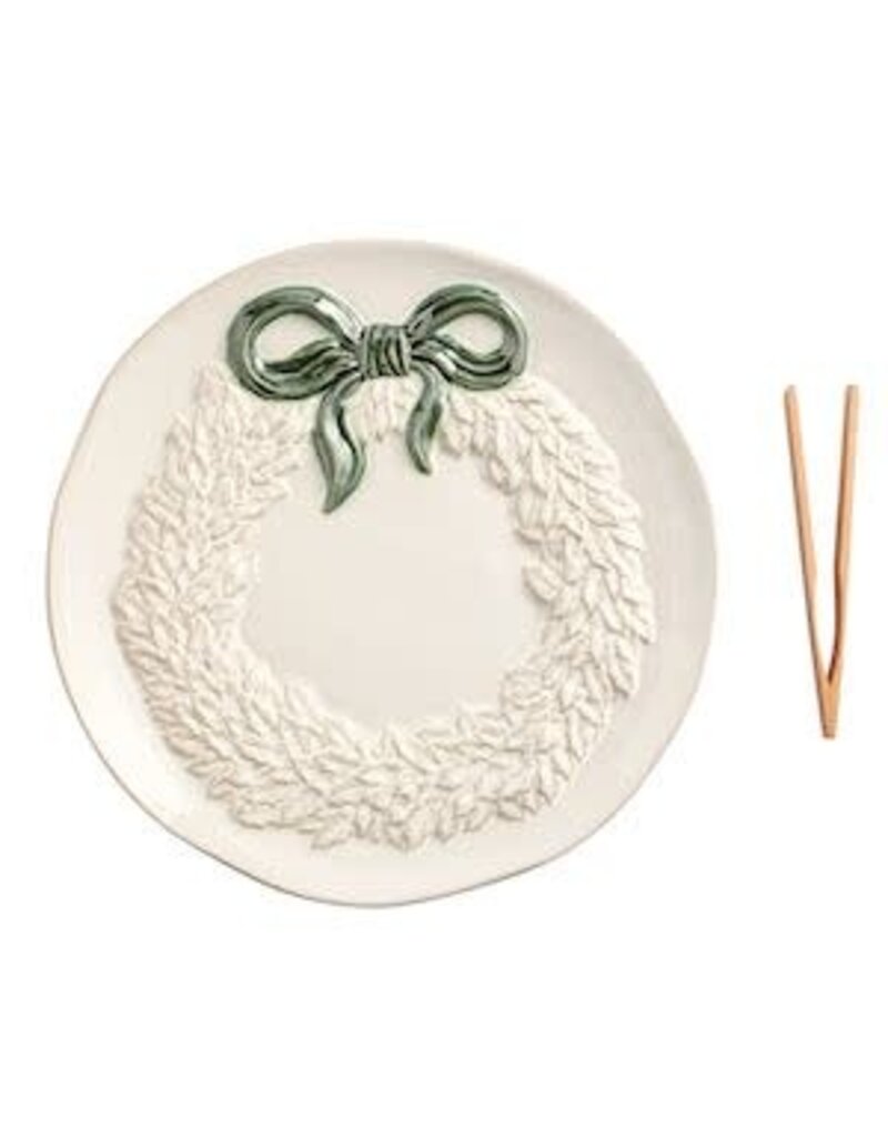 Mud Pie Mud Pie Holiday Wreath w Bow Cookie Plate Set