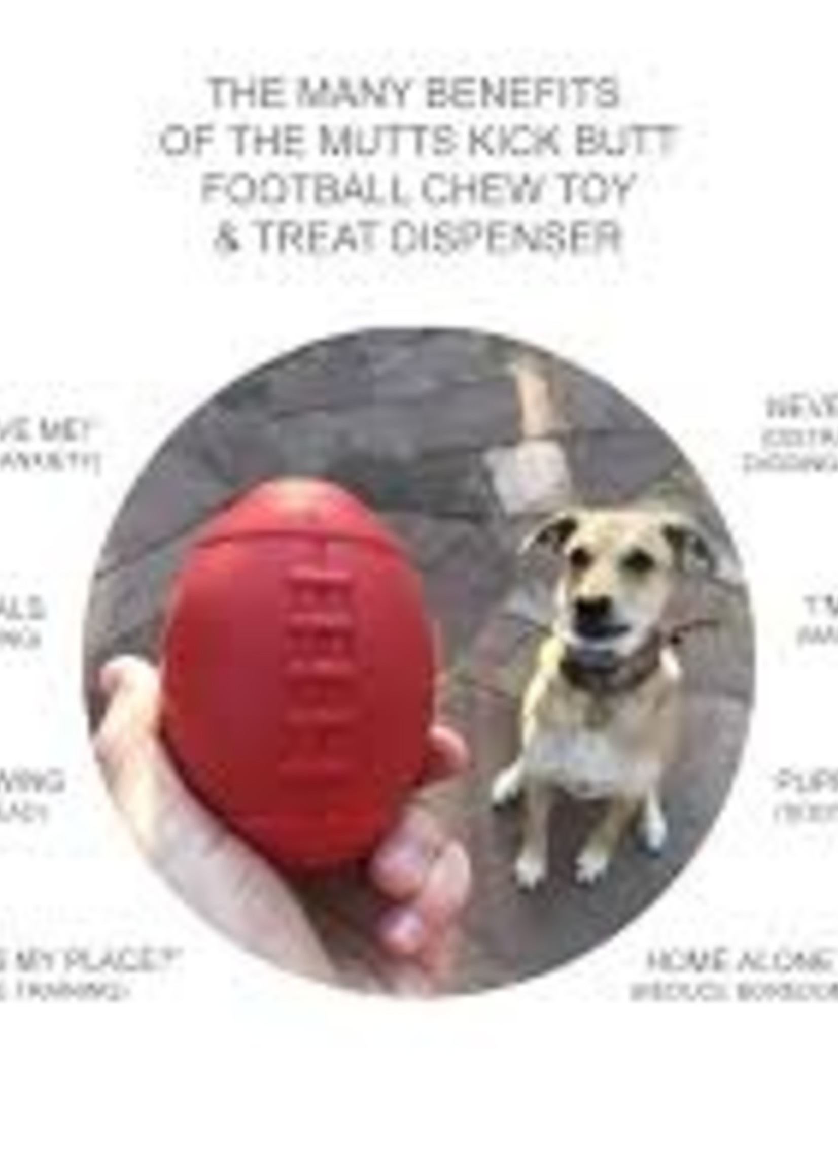 Mutts Kick Butts MKB Dog Chew Toy Football & Treat Dispenser Lrg