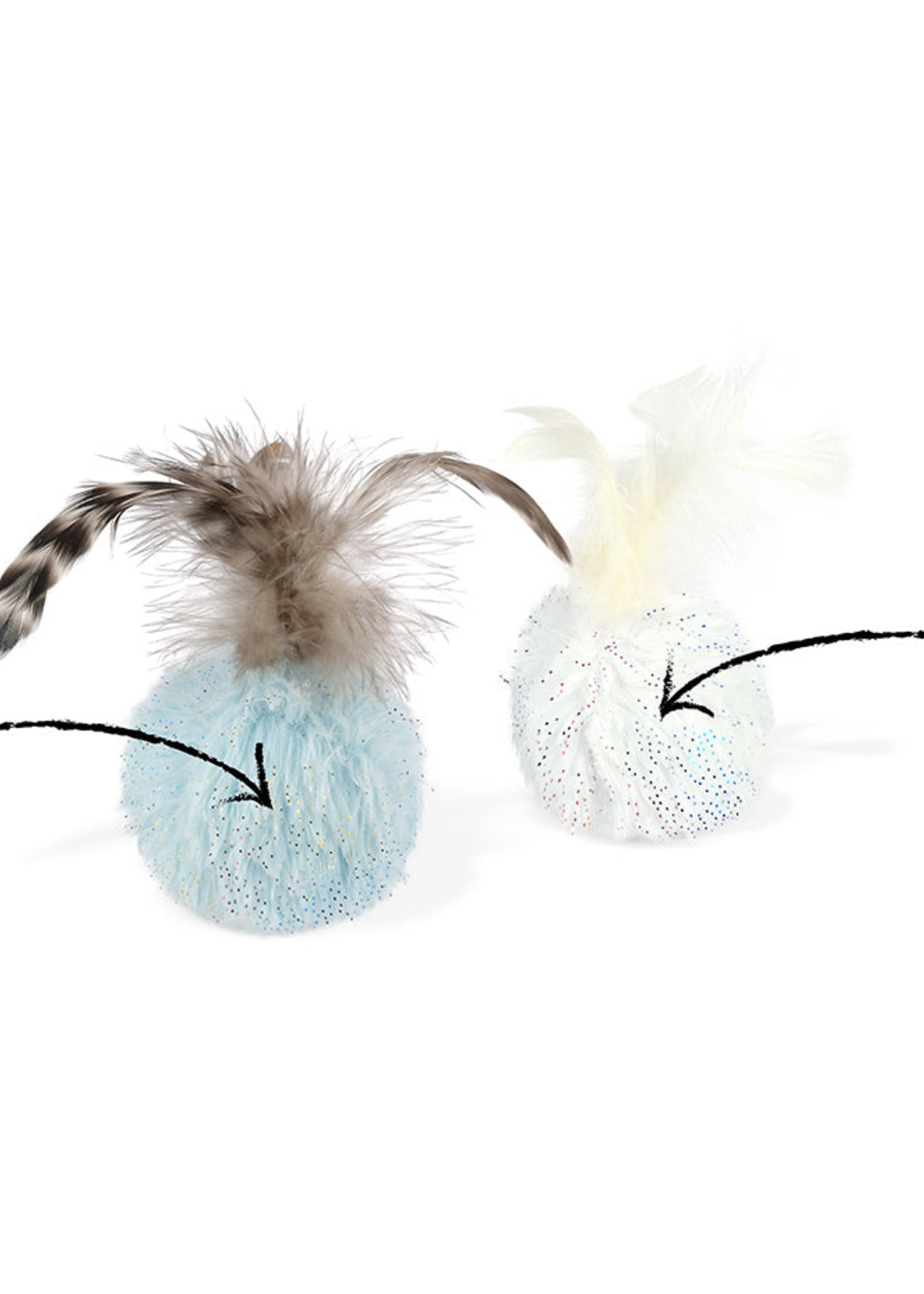 Rabbit Fur Pom Pom Ball Cat Toy - White