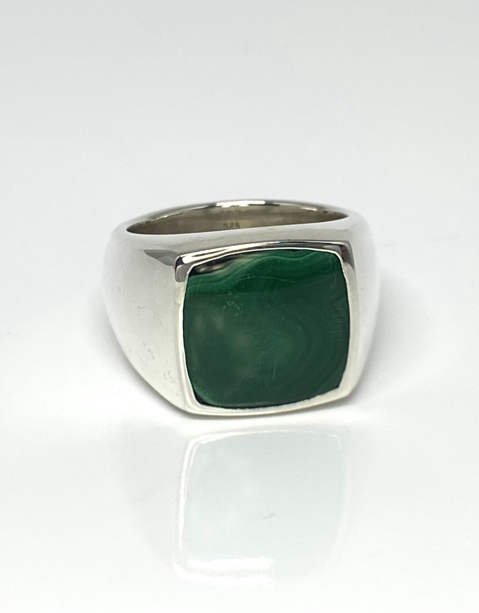 Nobles Metales Modern Man Sterling Silver Malachite Ring Size 9.5