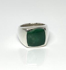 Nobles Metales Modern Man Sterling Silver Malachite Ring Size 9.5