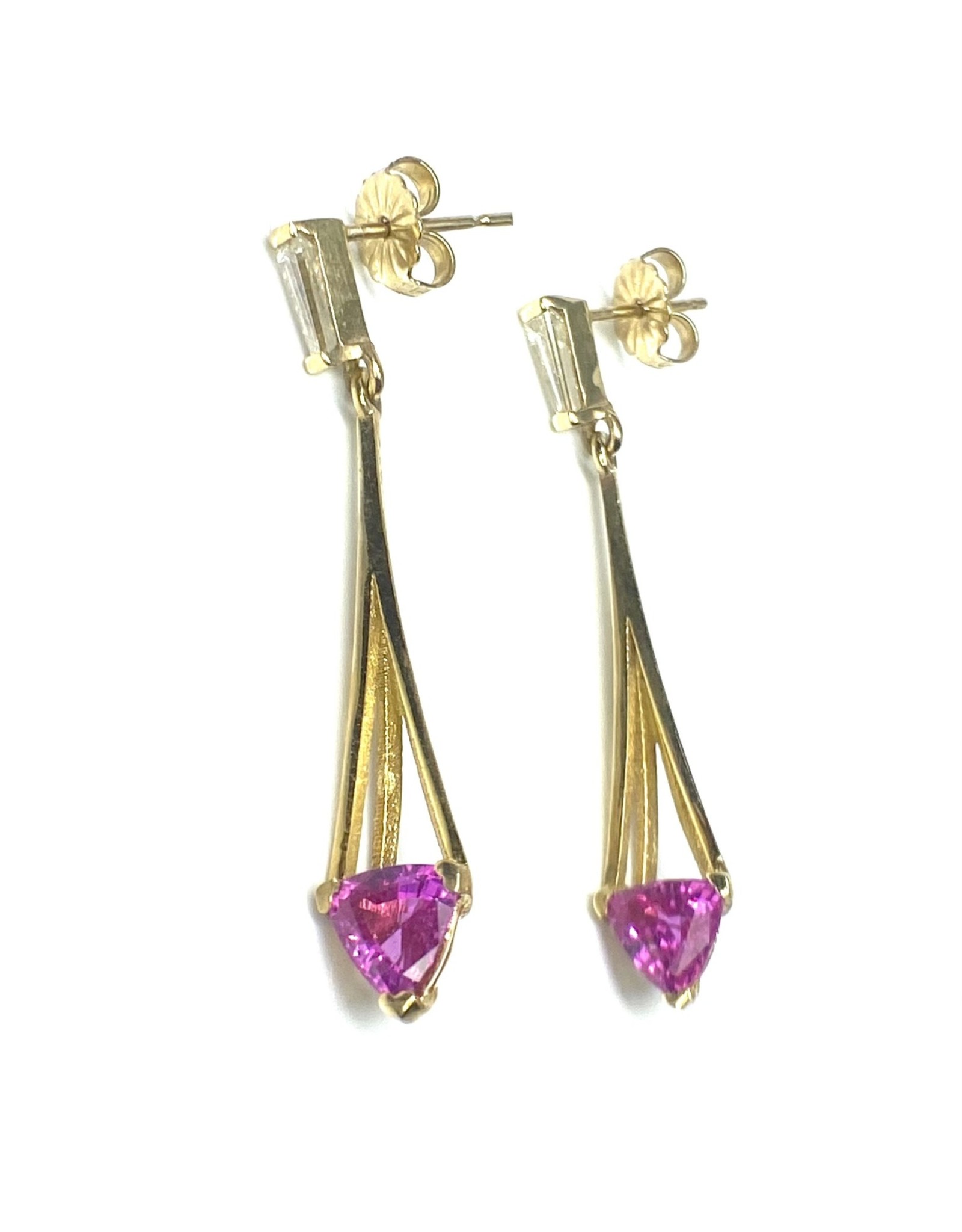 Nobles Metales 14K Chandelier Pink Sapphire Diamond Earrings