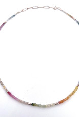 Mined and Found Kenzie Mini Stripe Rainbow Sapphire Necklace