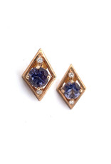 Nobles Metales 10kt Yellow Gold Iolite and Diamond Stud Earrings