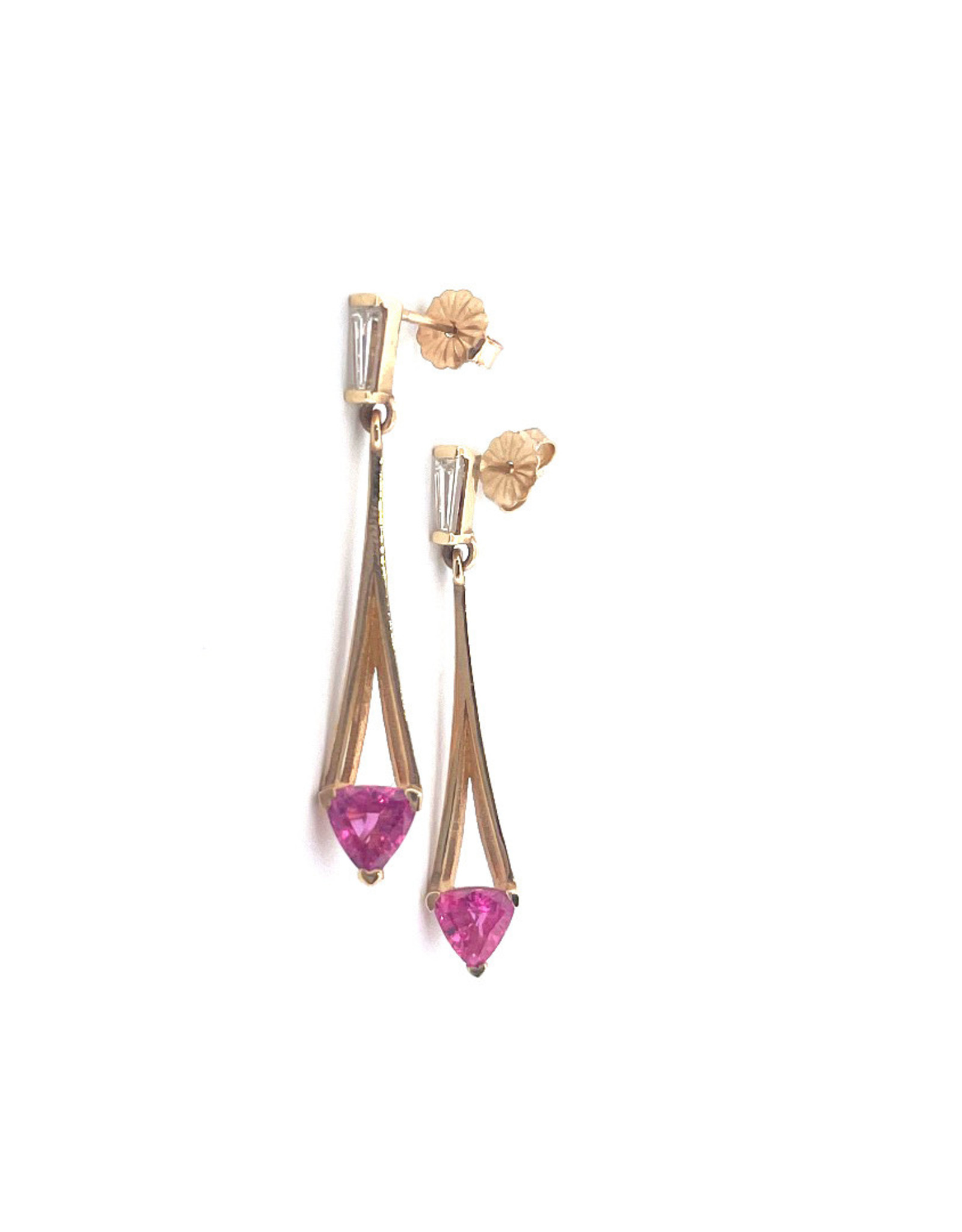 Nobles Metales 14K Chandelier Pink Sapphire and Diamond Earrings