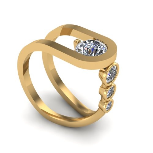 unique custom c shaped engagement ring