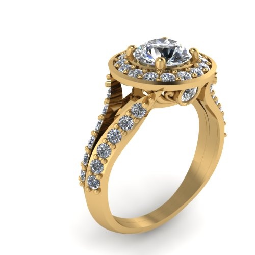 Gold engagement ring with double band