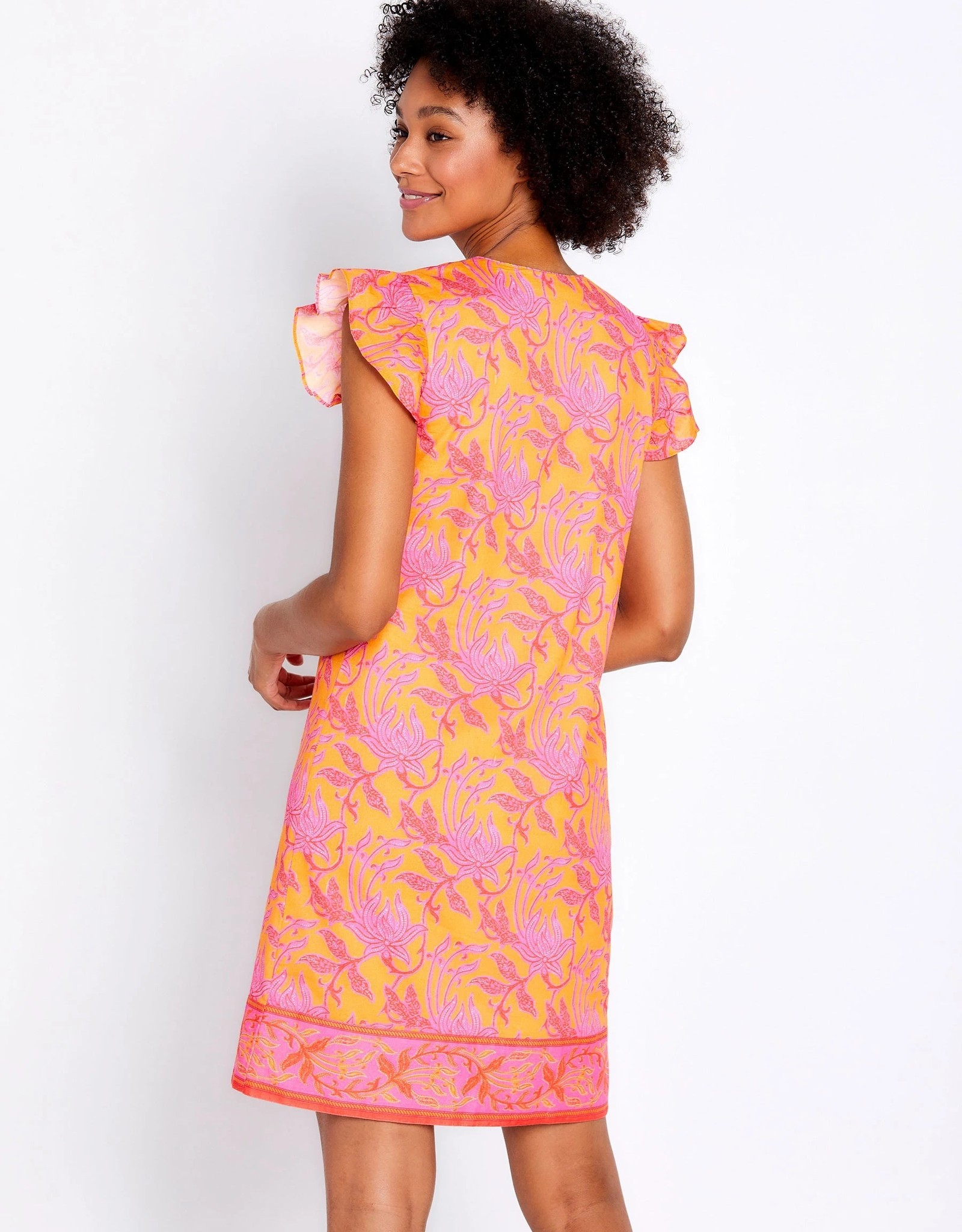 bella tu bella tu Batik Flower 36" Ruffle Sleeve Dress