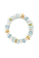 NEST Jewelry NEST Aquamarine and Pearl Stretch Bracelet