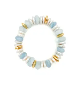 NEST Jewelry NEST Aquamarine and Pearl Stretch Bracelet