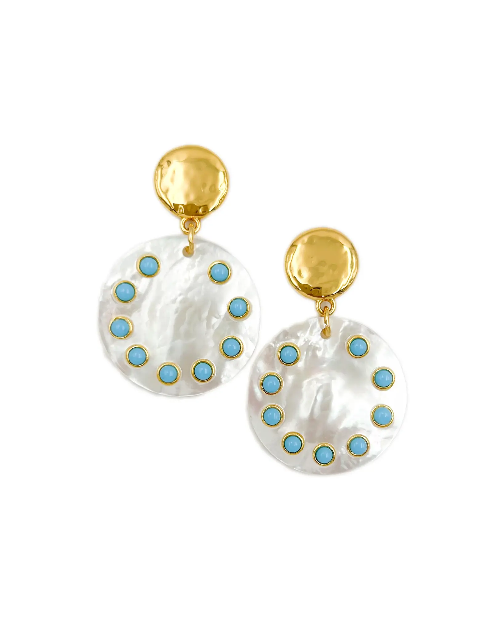 NEST Jewelry Nest Turquoise Studded Mother of Pearl Earrings