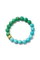 NEST Jewelry NEST Green & Blue Turquoise Color Block Stretch Bracelet