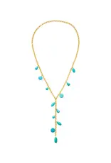 NEST Jewelry Nest  Long Gold Chain Y Necklace w/ Turquoise Charms