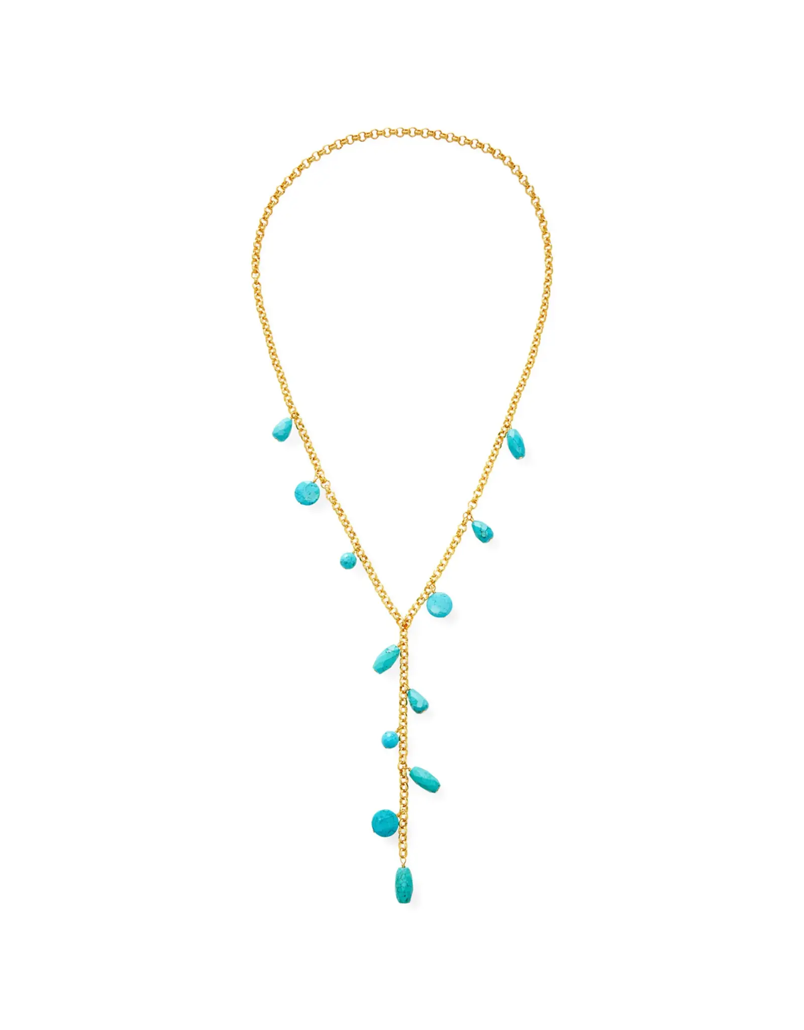 NEST Jewelry Nest  Long Gold Chain Y Necklace w/ Turquoise Charms