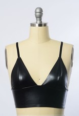 Leto Accessories Vegan Leather Plunge Bralette