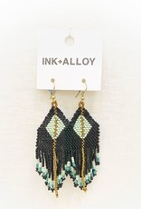 Ink+Alloy Diamond w/Stripe Fringe Seed Bead Earring