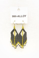 Ink+Alloy Diamond w/Stripe Fringe Seed Bead Earring