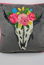 Karma Living Embroidered Velvet Cushion