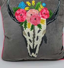 Karma Living Embroidered Velvet Cushion