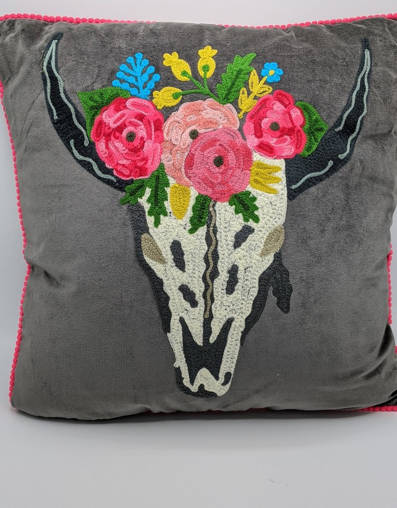 Karma Living Embroidered Velvet Cushion