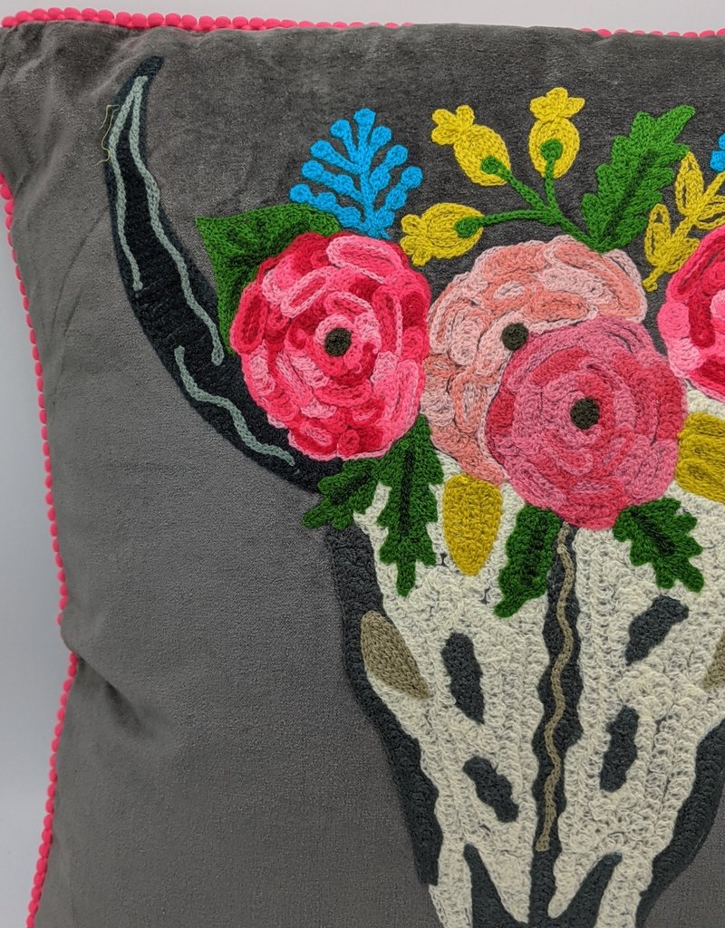 Karma Living Embroidered Velvet Cushion