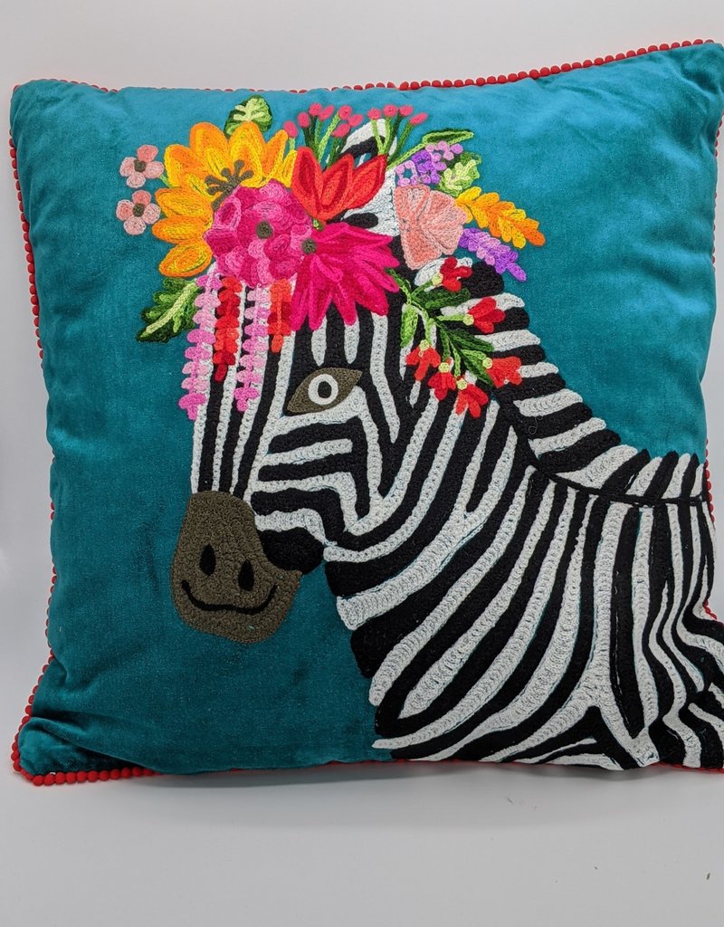 Karma Living Embroidered Velvet Cushion