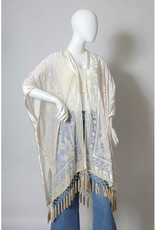 Velvet Mesh Kimono w/Tassels
