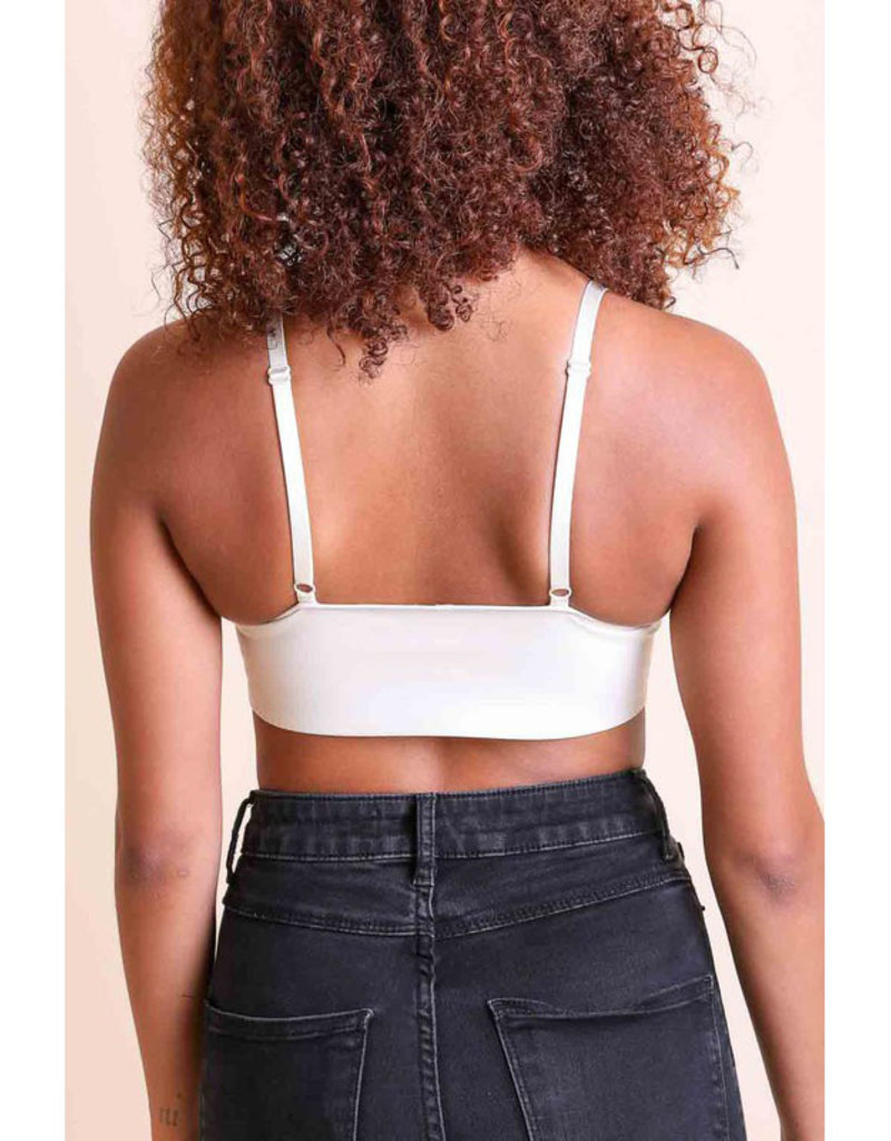 Leto Accessories Vegan Leather Plunge Bralette