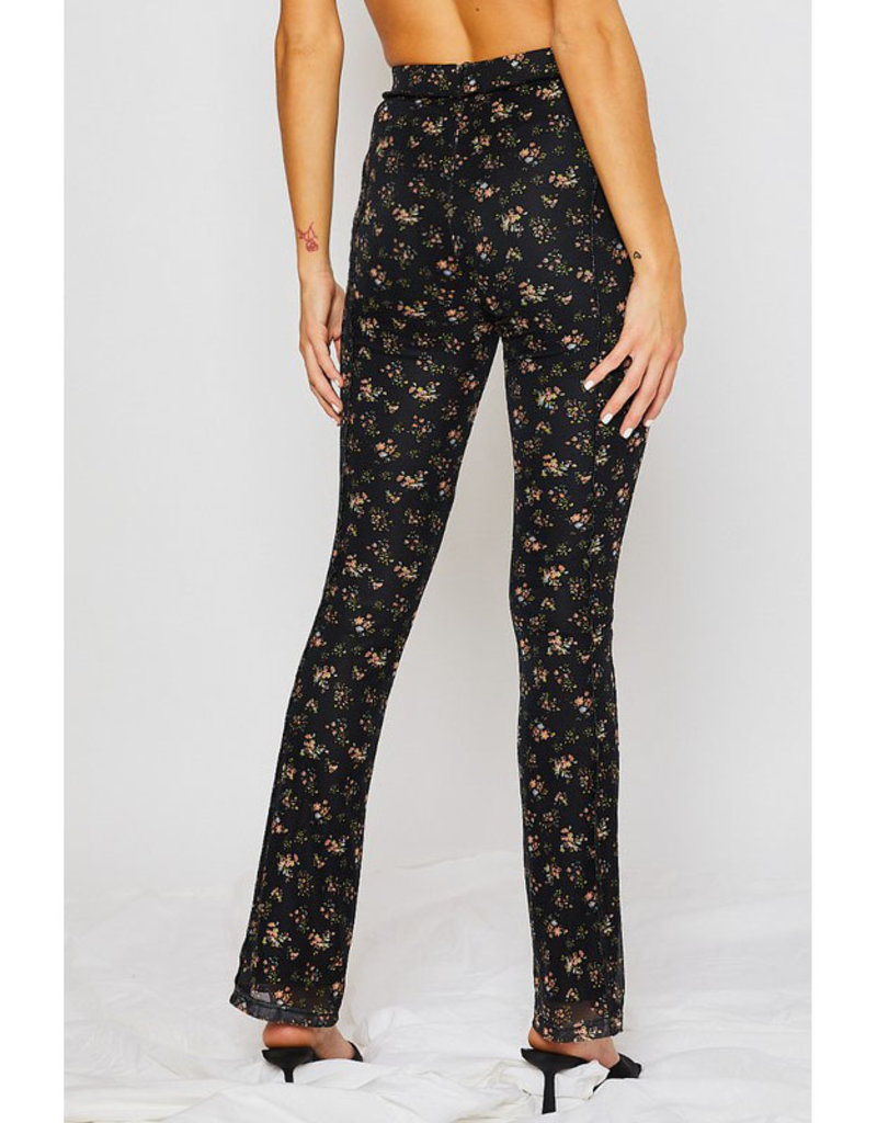 pretty garbage Floral Mesh Flare Pants