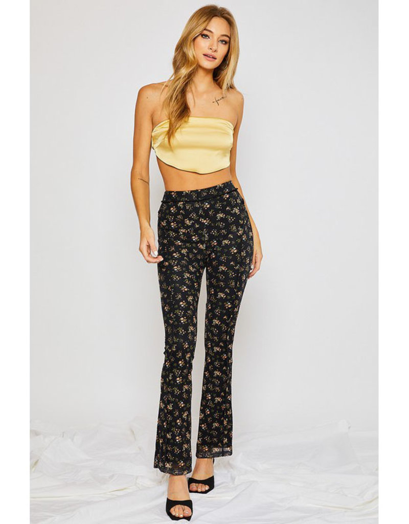 pretty garbage Floral Mesh Flare Pants
