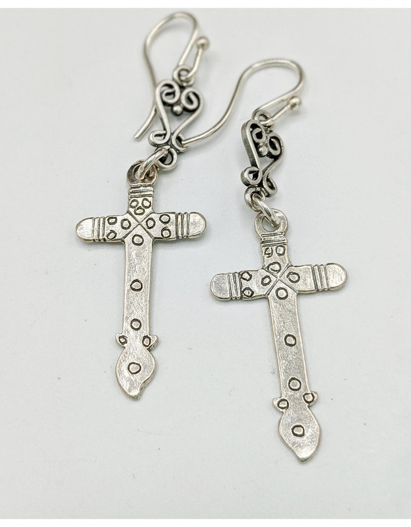 Waterlily Jewelry #808 Sterling Cross Earrings