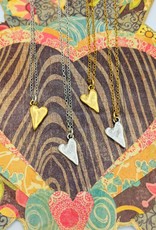 Bird in the Sky Rustic Heart Necklace Gold Chain