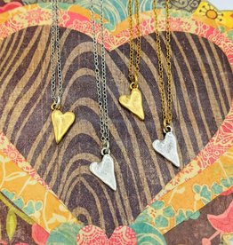 Bird in the Sky Rustic Heart Necklace Gold Chain