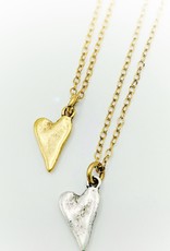 Bird in the Sky Rustic Heart Necklace Gold Chain