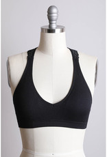 Leto Accessories Lace Racerback Jersey Bralette