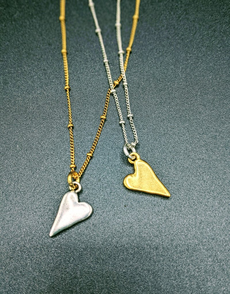 Bird in the Sky Rustic Heart Necklace Gold Chain