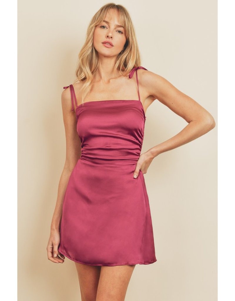 Fit \u0026 Flare Satin Mini Dress - Firefly