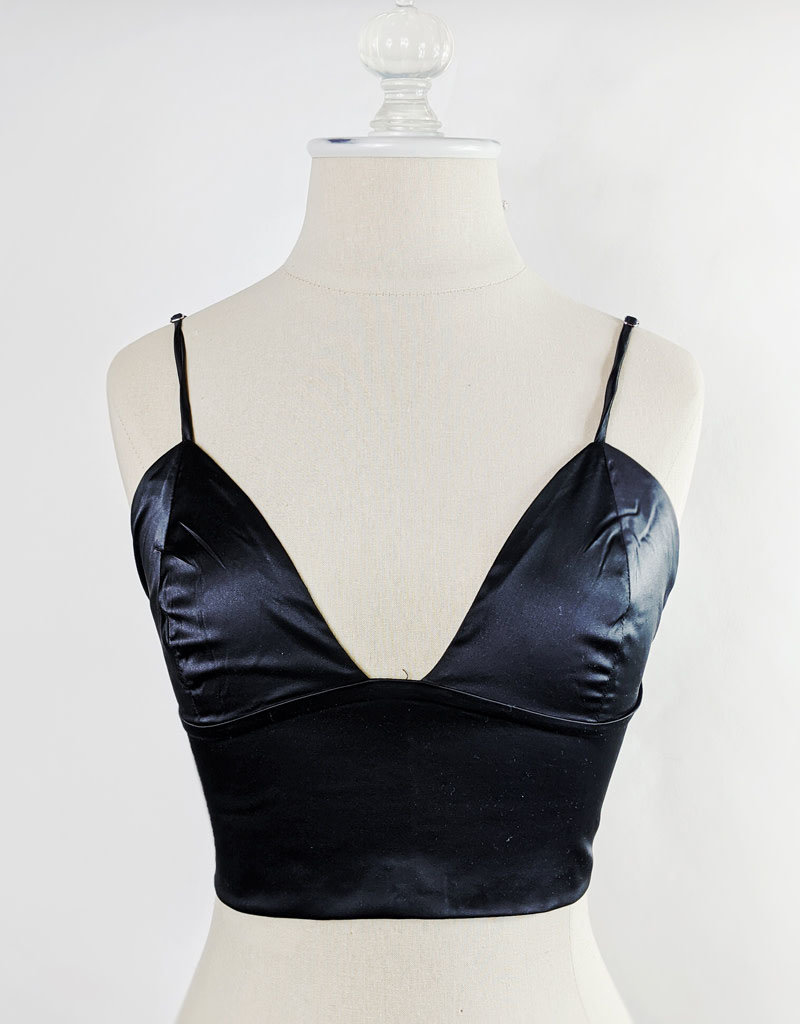 Leto Accessories Satin Long Line Bralette