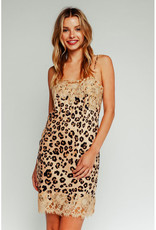 Olivaceous Leopard Satin Slip Dress