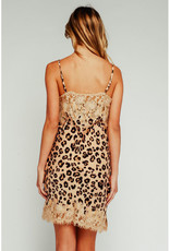 Olivaceous Leopard Satin Slip Dress