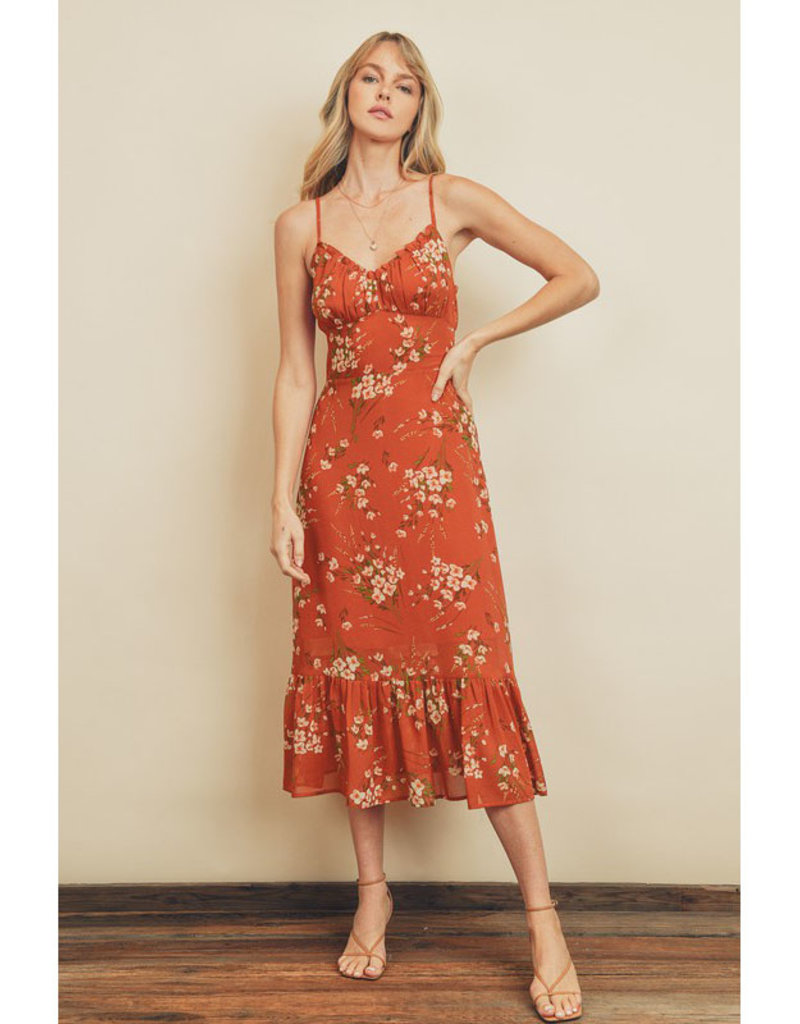 Dress Forum Rust Floral Midi Dress