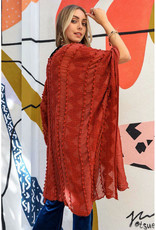 Leto Accessories Textured Knit Kimono