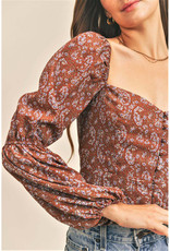 Jane + One Full Sleeve Print Button Top