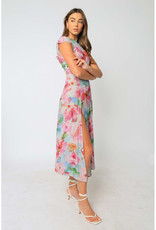 Olivaceous Watercolor Midi Dress w/Slit