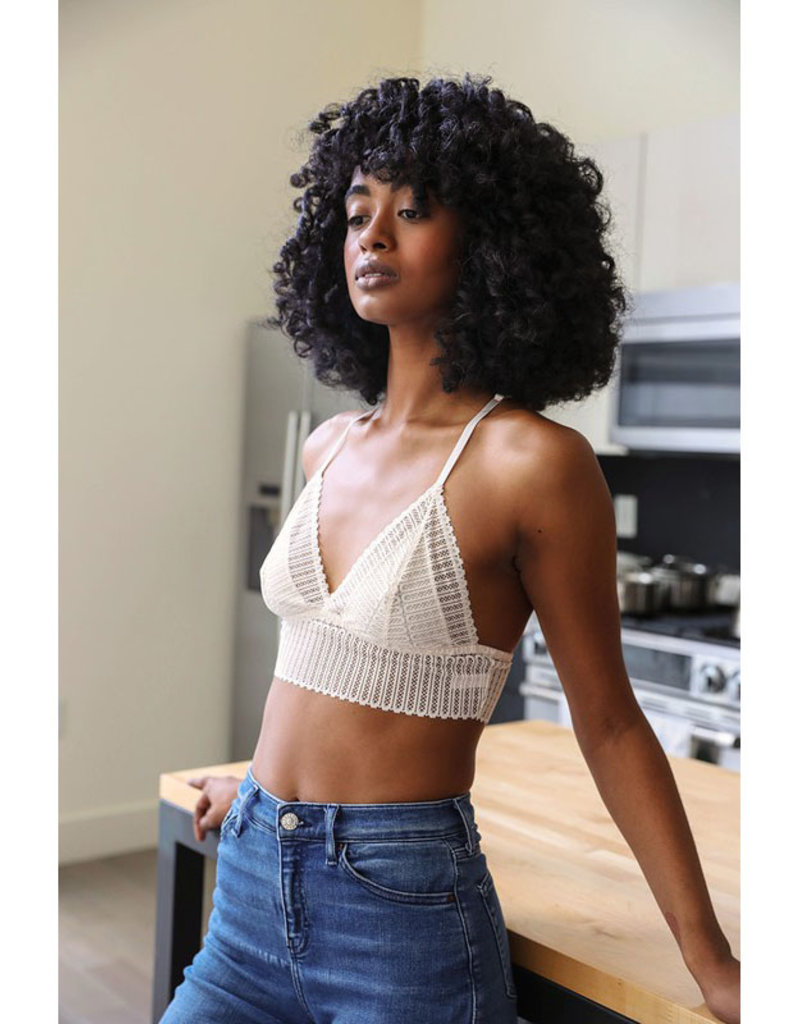 Leto Accessories Ribbed Lace Racerback Bralette